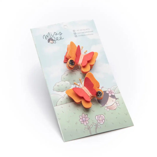 Orange Butterfly Hair Clips