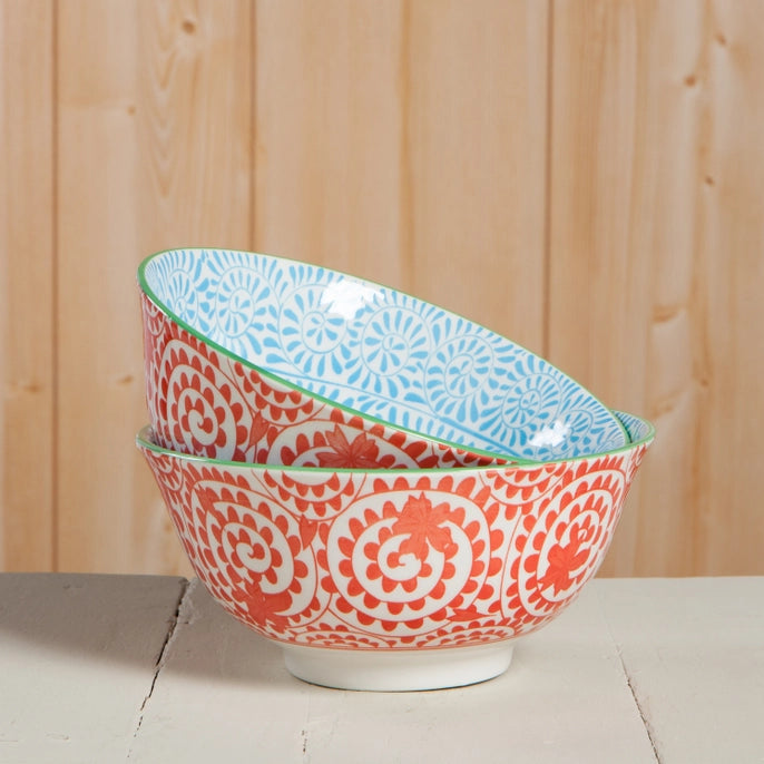 Orange & Blue Swirls Stamped Bowl