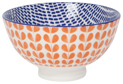 Orange Blossoms & Blue Stamped Bowl