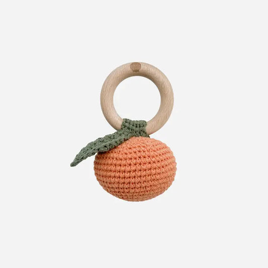 Orange Crochet Teether Rattle