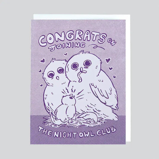 Night Owl Club Baby Card