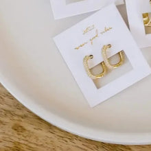 Load image into Gallery viewer, Pavé Square Gold Hoops