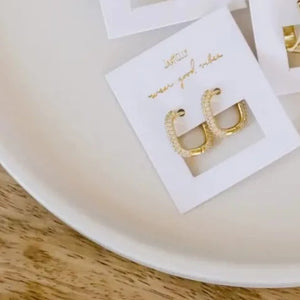 Pavé Square Gold Hoops