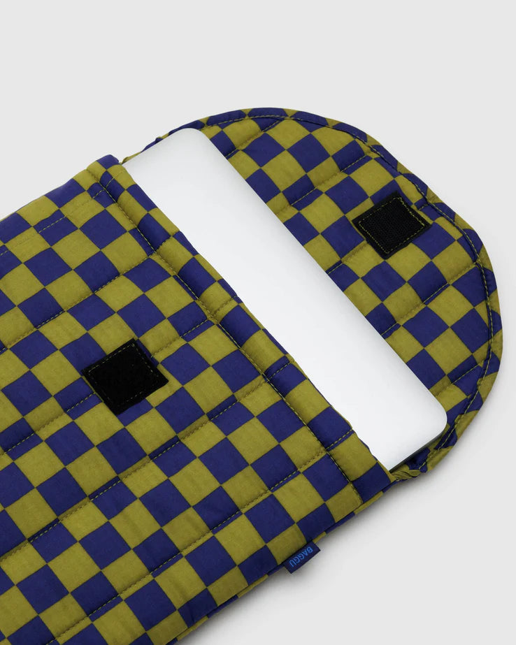 Pear and Navy Check Puffy 16" Laptop Sleeve Baggu