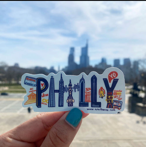 Light Blue Philly Icons Sticker