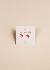 Pink Opal Crown Stud Earrings