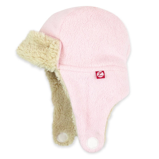 Baby Pink Cozie Fleece Furry Trapper Hat