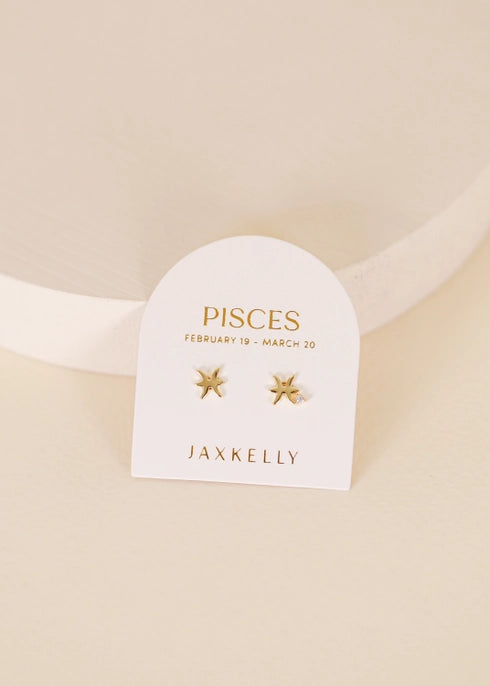 Zodiac Gold Stud Earrings