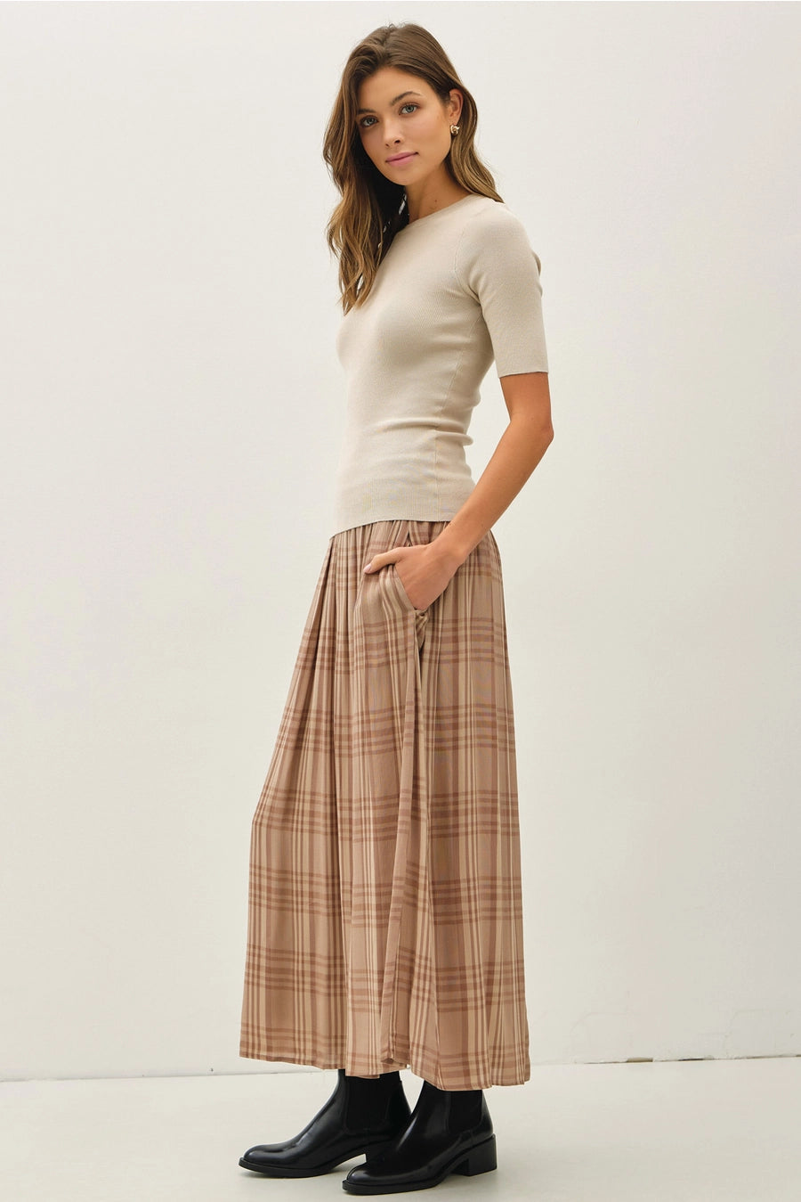 Plaid Pleated Skirt