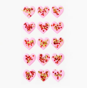 Puffy Glitter Heart Stickers