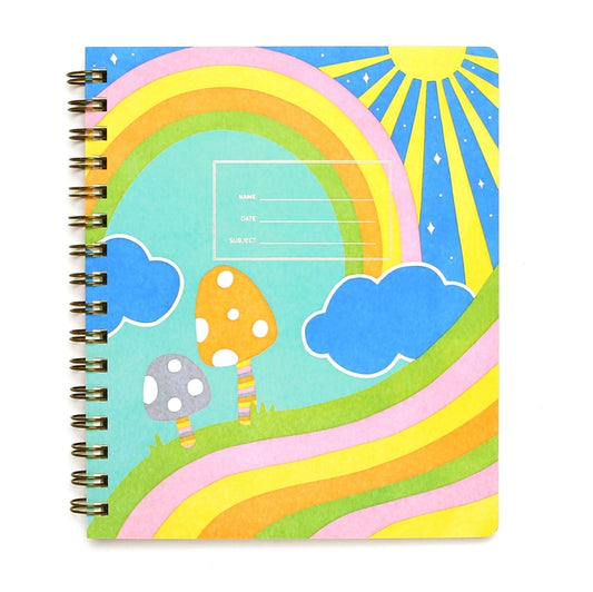 Rainbow Mushroom Spiral Notebook