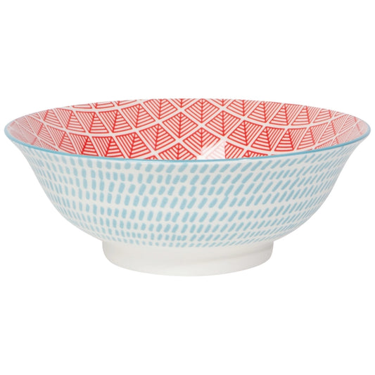 Blue & Red Dash Stamped Bowl