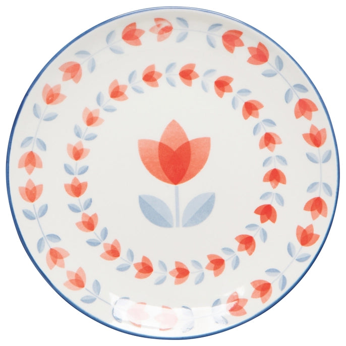 Red Tulip Stamped Appetizer Plate