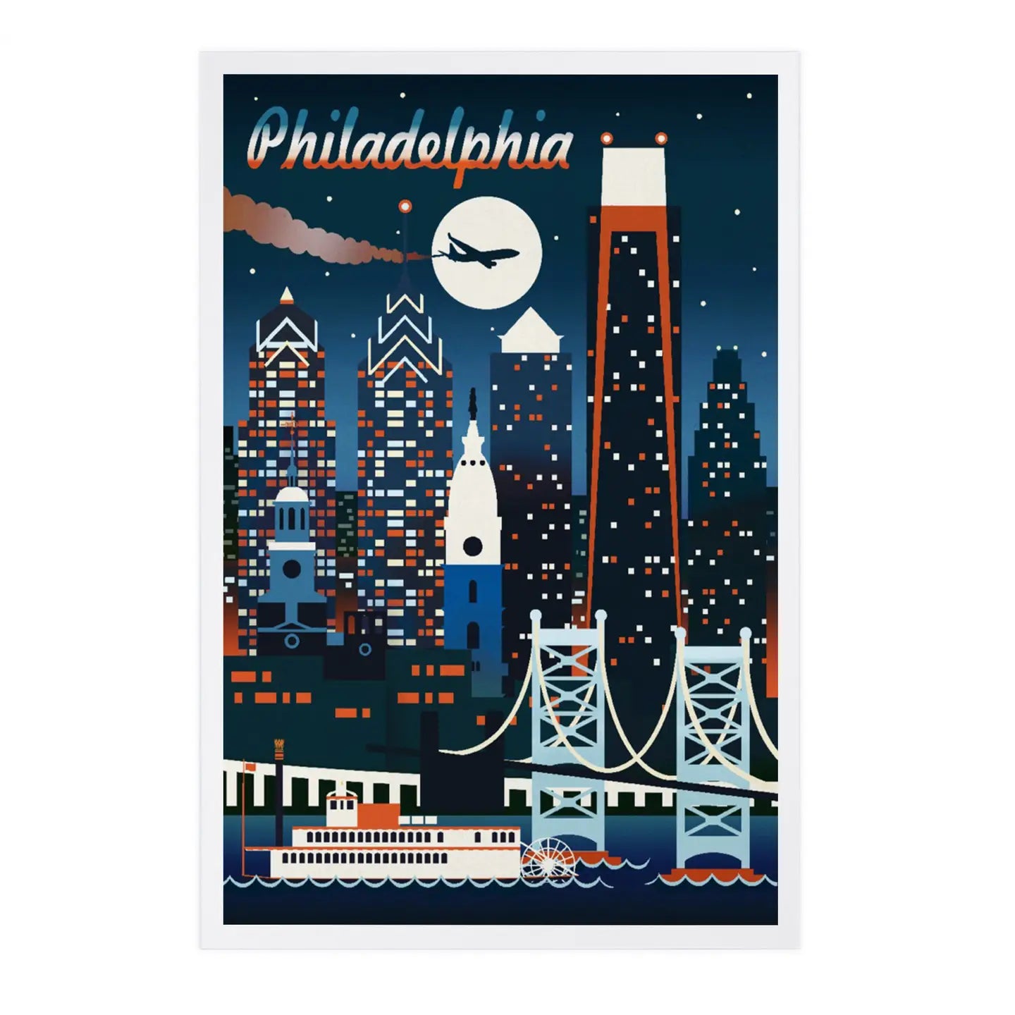 Retro Chromatic Skyline Postcard