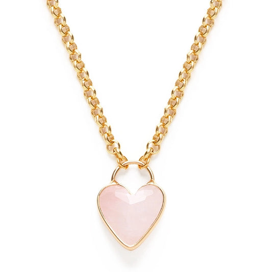 Gemstone Heart Chunky Chain Necklace