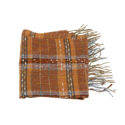 Rust Cozy Madras Fringe Scarf