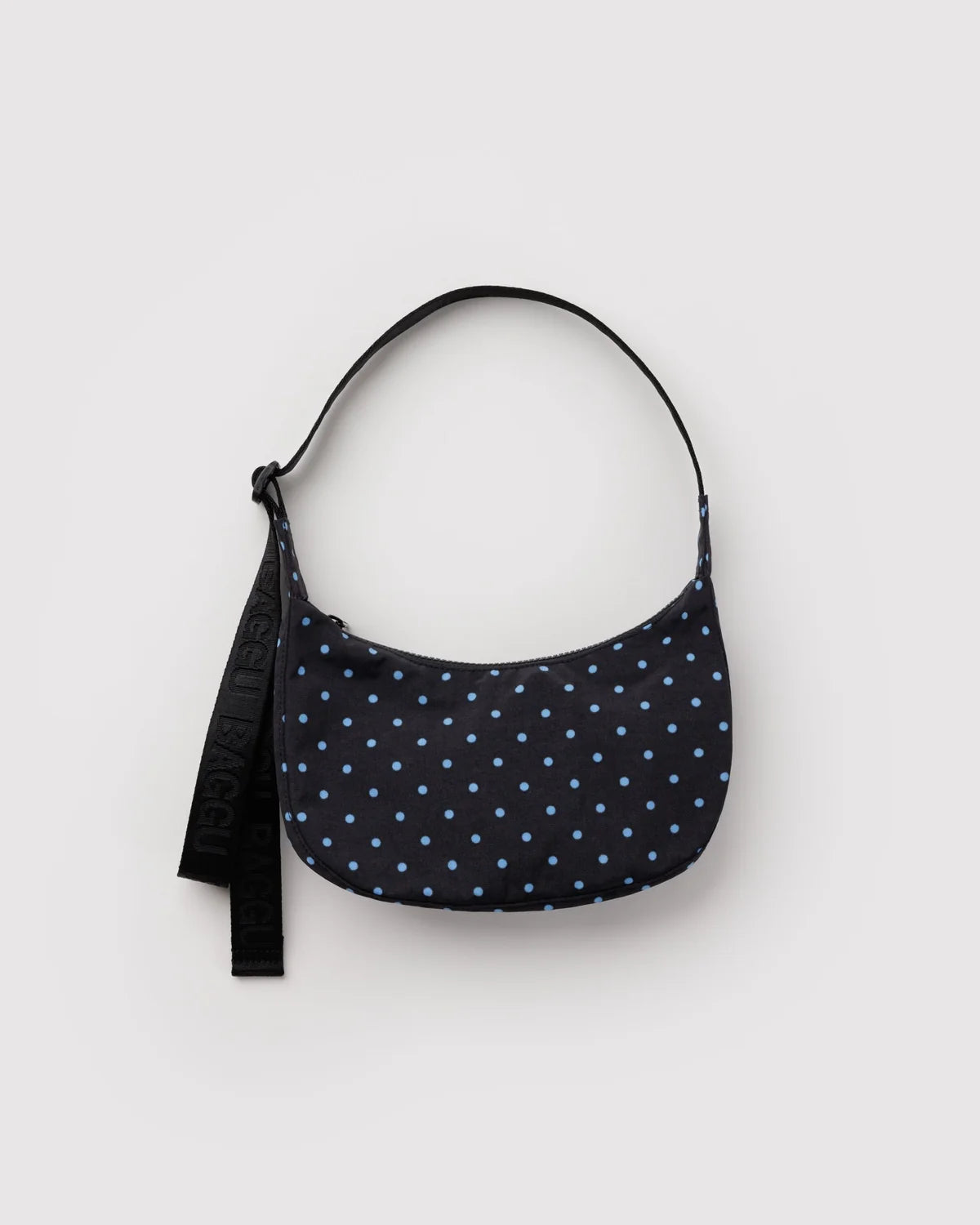Black and Sky Blue Micro Dot Small Crescent Baggu