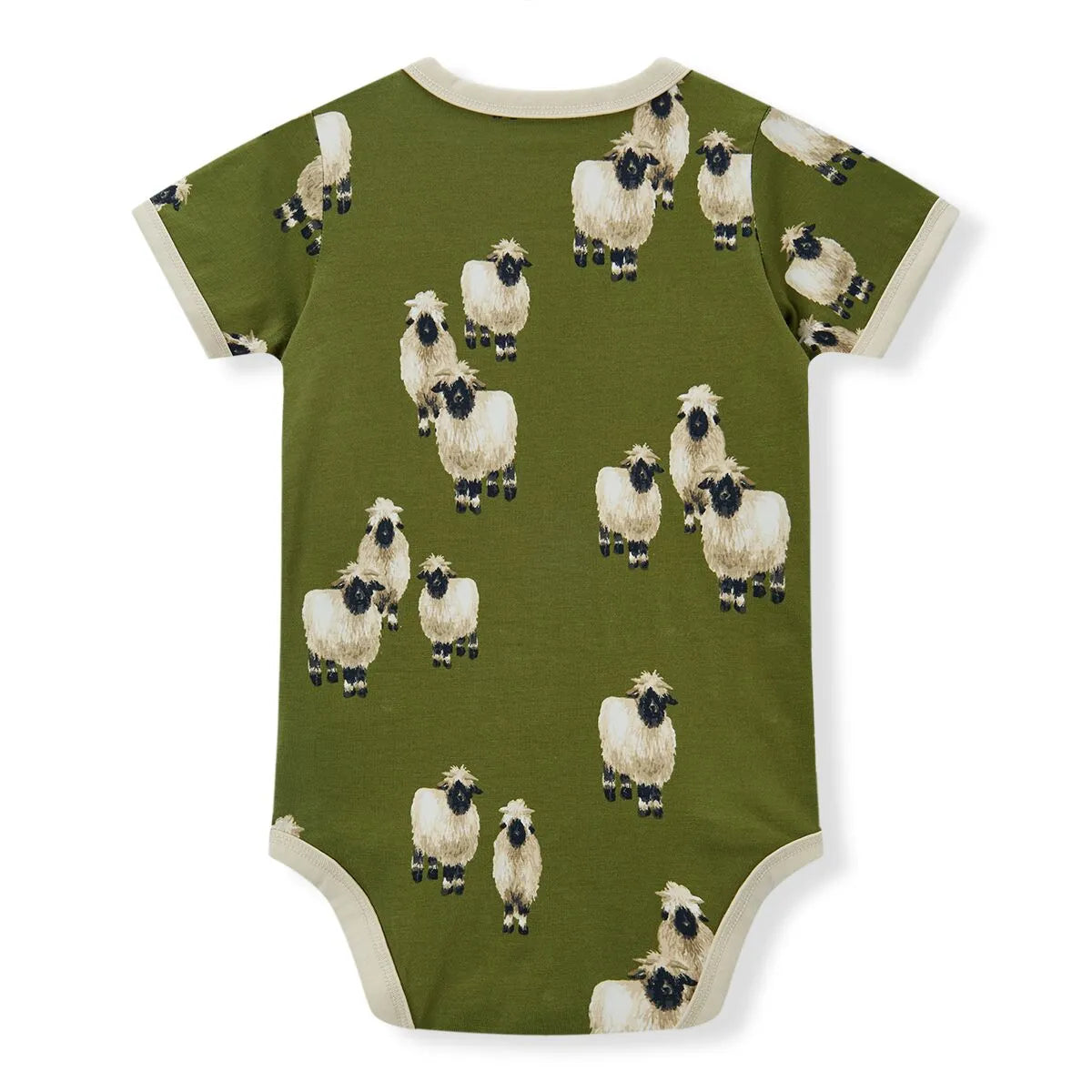 Green Valais Sheep Stretch Crossover Onesie