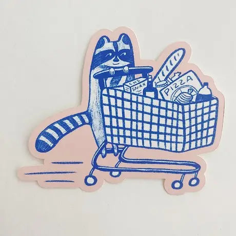 Shopping Raccoon Sticker