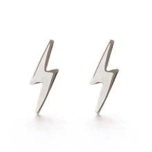 Load image into Gallery viewer, Silver Lightning Bolt Stud Earrings
