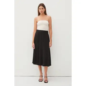 Belt Loops Detailed Waist Flowy Midi Skirt