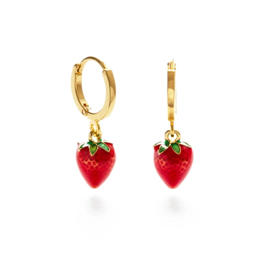 Strawberry Huggie Hoop Earrings