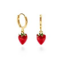 Load image into Gallery viewer, Strawberry Huggie Hoop Earrings