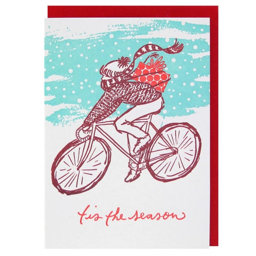 Tis the Season Snowy Bike Holiday Boxed Cards