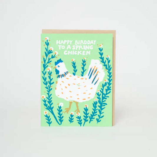 Spring Chicken Birthday Card