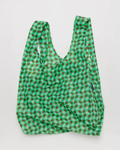 Green Wavy Gingham Baggu Reusable Bag