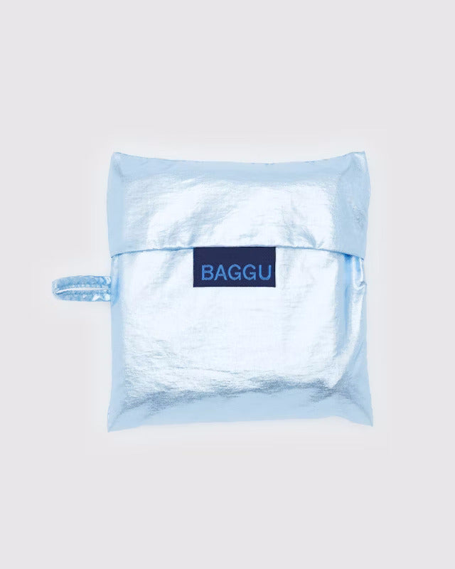 Metallic Light Blue Baggu Reusable Bag