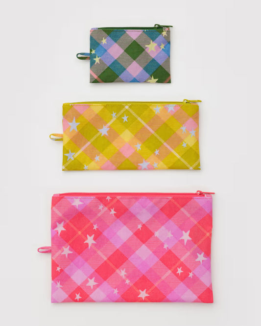 Plaid Star Baggu Flat Pouch Set