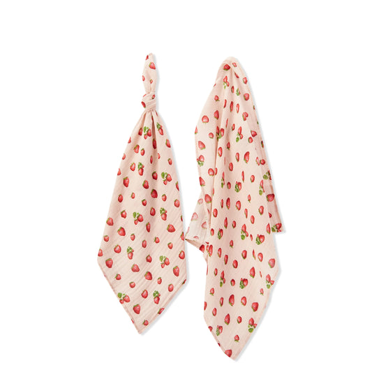 Strawberry Organic Cotton Burp Cloth Set