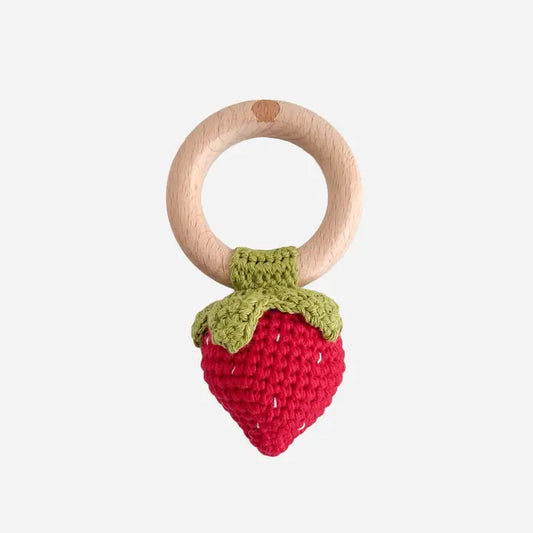 Strawberry Crochet Teether Rattle