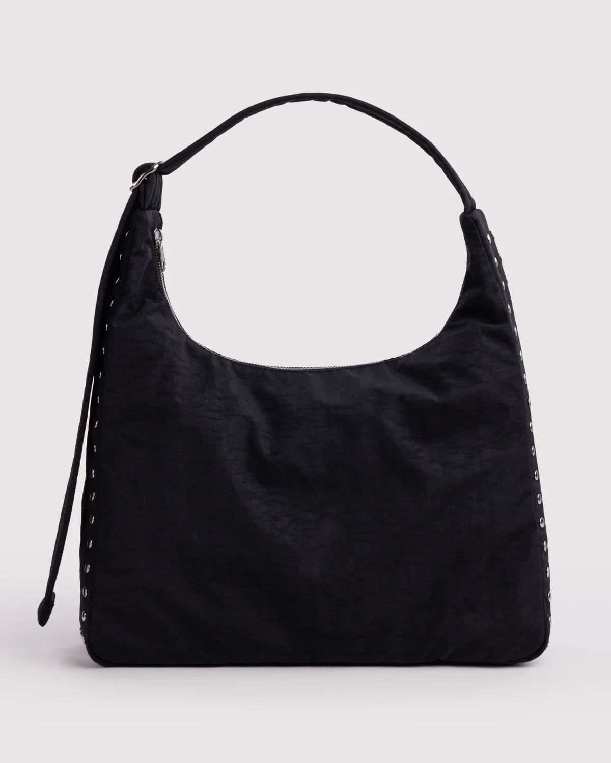 Black Studded Nylon Baggu Shoulder Bag