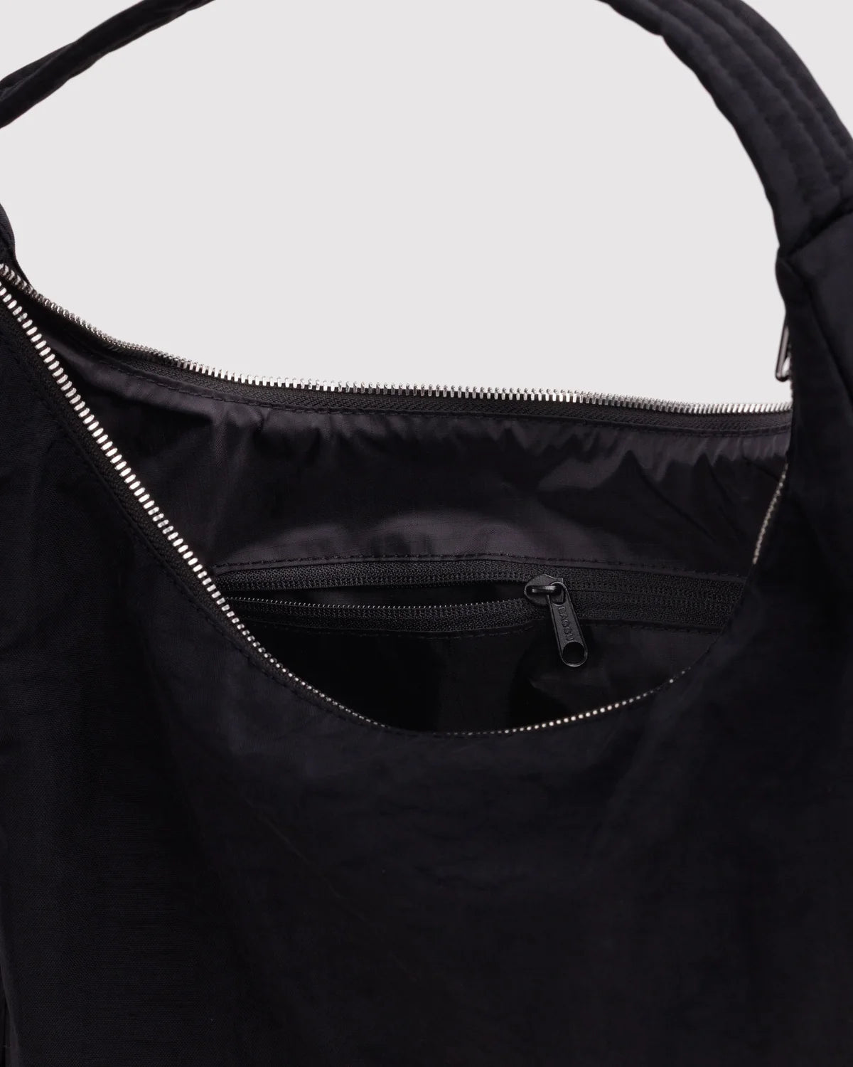 Black Studded Nylon Baggu Shoulder Bag