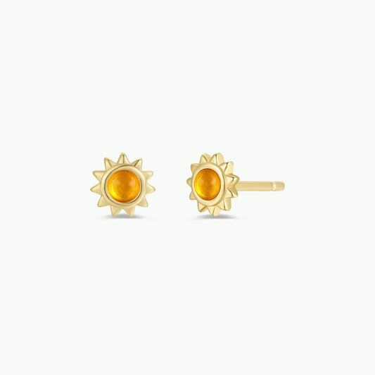Sun Stud Earrings - Amber