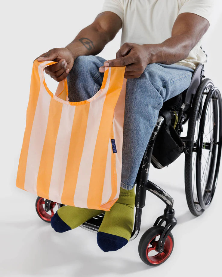 Tangerine Wide Stripe Baggu Reusable Bag