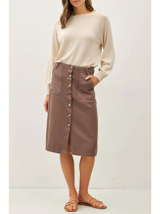Tencel Blend Button Up Skirt