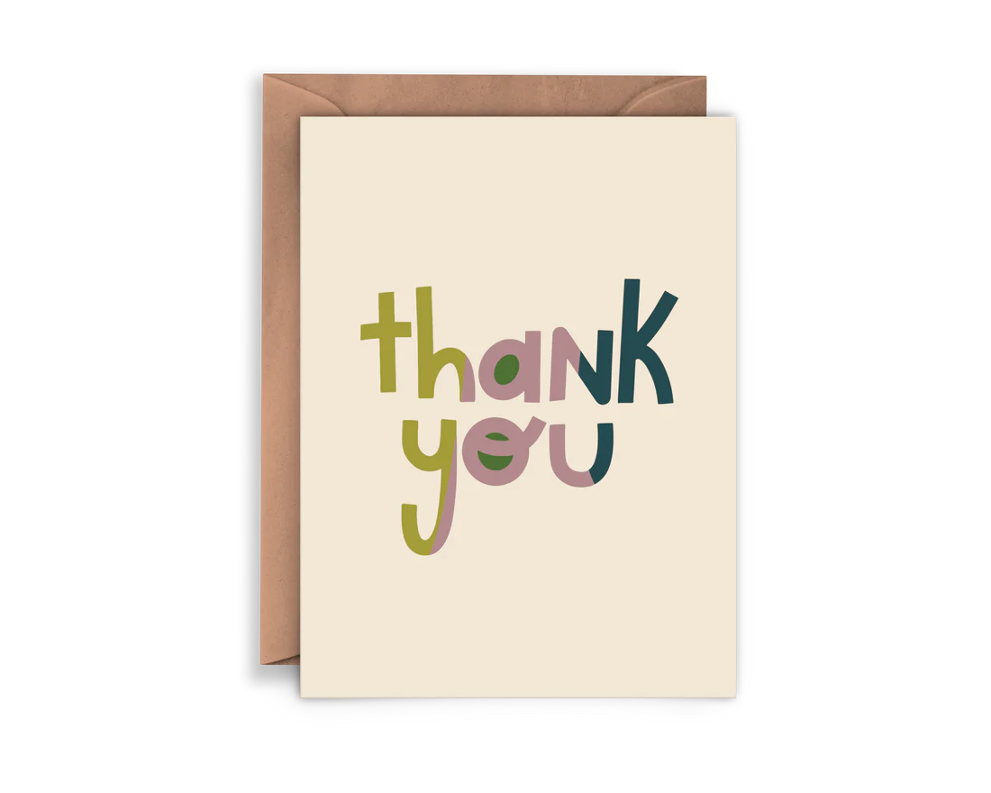 Thank You Multicolored Lettering Card