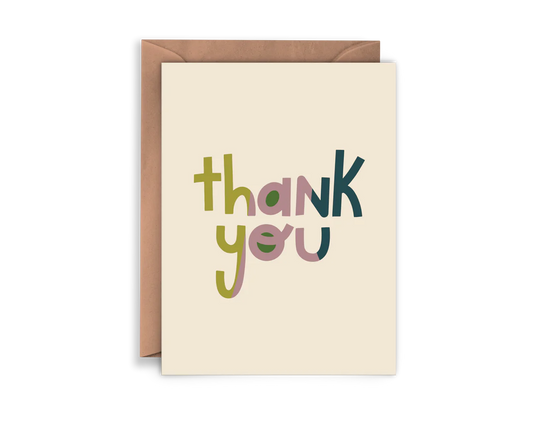 Thank You Multicolored Lettering Card