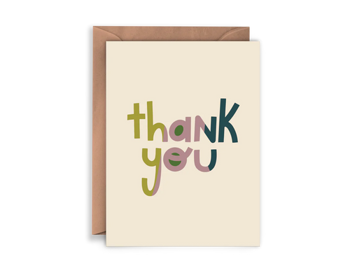 Thank You Multicolored Lettering Card