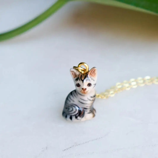 Sooki Grey Tiger Cat Necklace