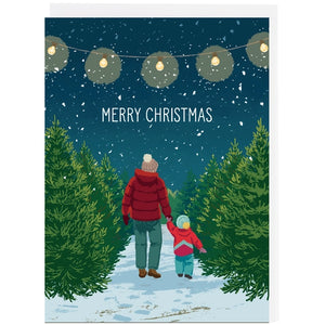 Merry Christmas Tree with Lights Christmas Card Parents