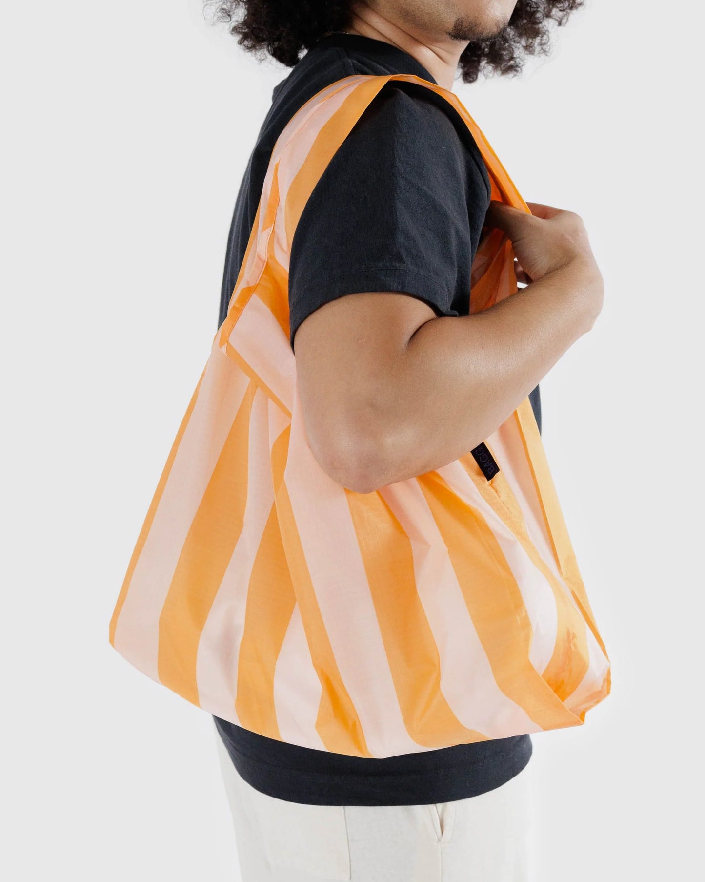 Tangerine Wide Stripe Baggu Reusable Bag