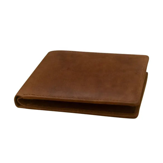 Rustic Brown Bifold Wallet with Removable ID Holder