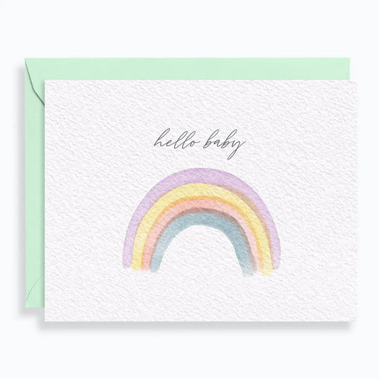 Hello Baby Watercolor Rainbow New Baby Card