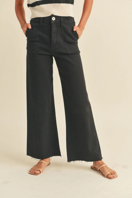 Dye & Wash Cotton Wide Leg Pants