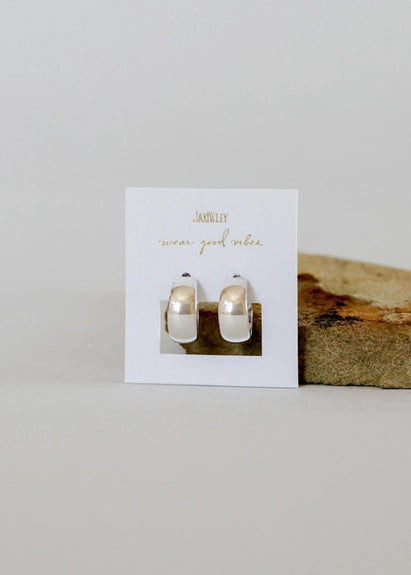 Wide Silver Hoop Earrings