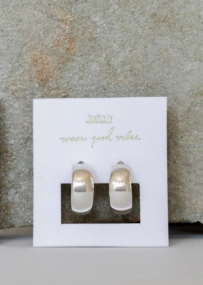 Wide Silver Hoop Earrings